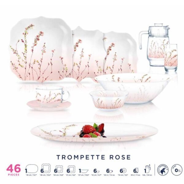 طقم اركوبايركس 46 قطعة اوثنتك- Trompette Rose – لومينارك
