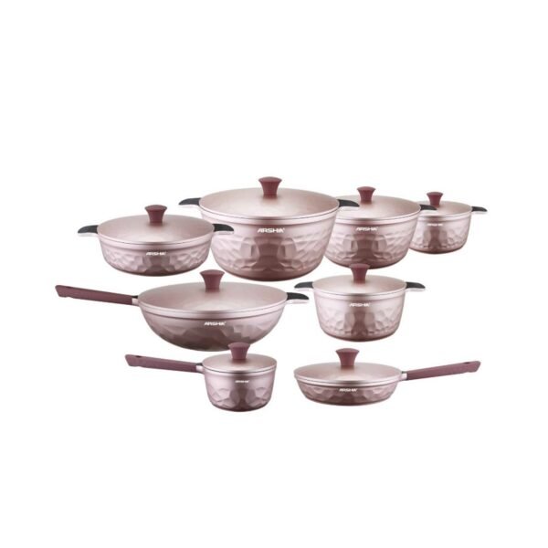 Arshia 16-piece Pink Diamond Cookware Set – 3302