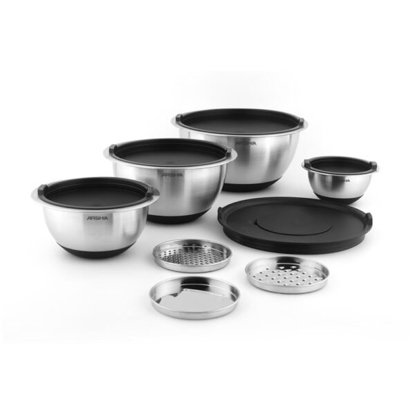 Arshia 12PCs Stainless Steel Mixing Bowl Set With Grater – 3638
