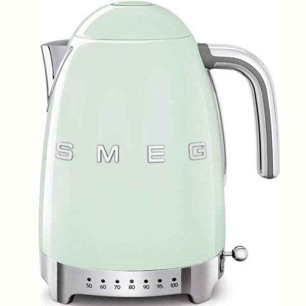 Smeg KLF04PGUK 50’s Retro Style Kettle, 7 Temperature Settings, 1.7 L Capacity with Water Level Indicator, 360 Swivel Base, Stainless Steel,Pastel Green