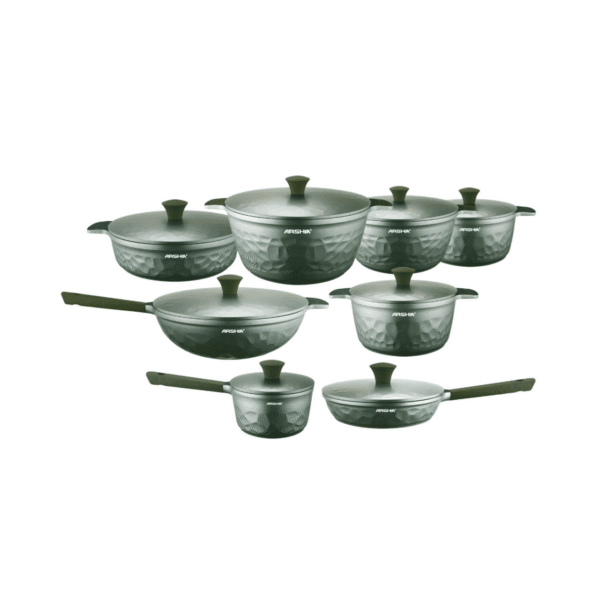 Arshia 16-Piece Green Diamond Cookware Set – 3303