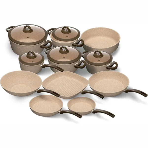 طقم حلل جيرانيت ١٦ قطعه – كوكين عبود | Cookin Aboud – Beige