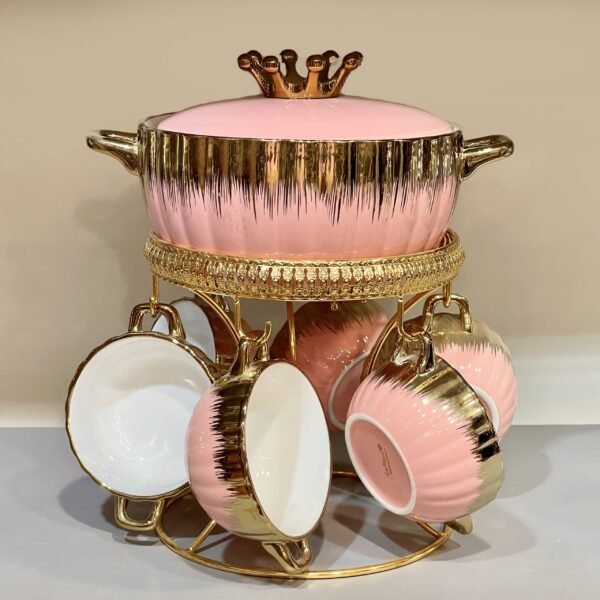 طقم شوربه علي حامل – بورسلين