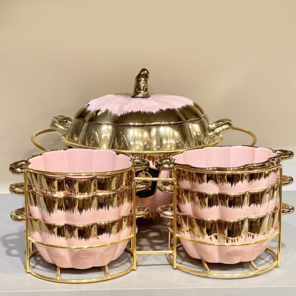 طقم شوربه علي حامل – بورسلين