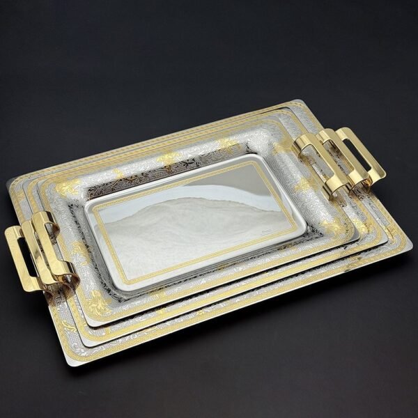 طقم صواني ايطالى 3 قطع – Rect. Francy Gold – FRAG-1400-2-3-4