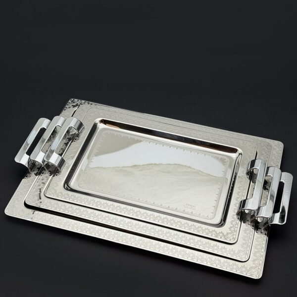 طقم صواني ايطالى 3 قطع – Rect. Gin Silver – Gins -650-1-2-3