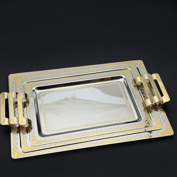 طقم صواني ايطالى 3 قطع – Rect. Gin Gold – GING -650-1-2-3