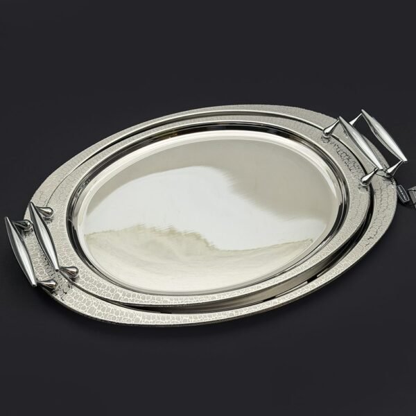طقم صواني ايطالى 2 قطعه – Oval. Skin Silver – SKS -20-64