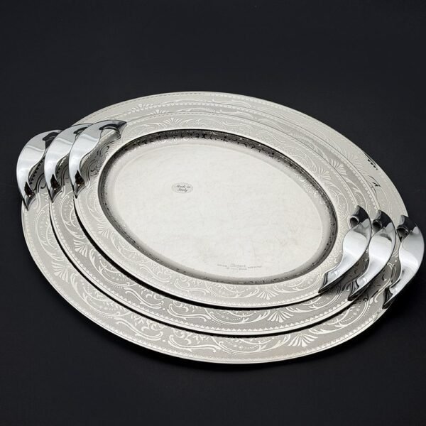 طقم صواني ايطالى 3 قطع – Oval. Isabel Silver – ISABS -1200-1-2-3