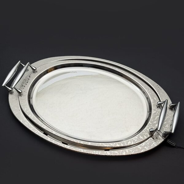 طقم صواني ايطالى 2 قطعه – Oval. Damasco Silver – DAMS -21-28