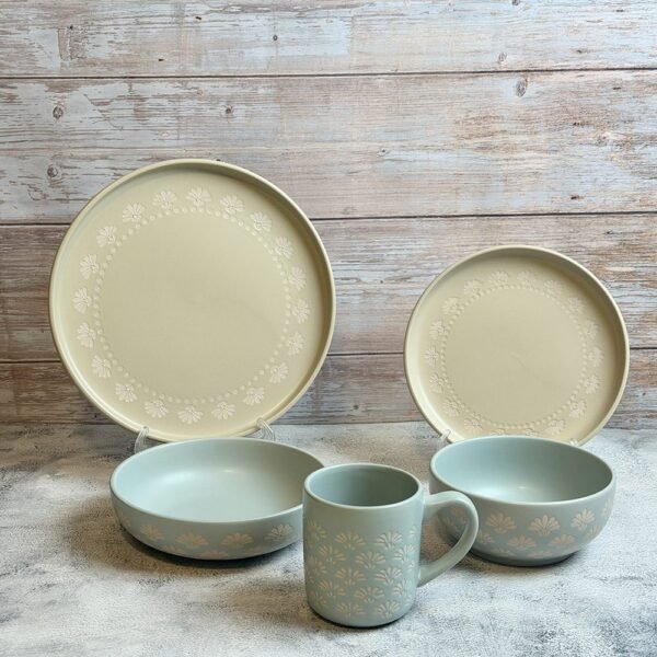 طقم عشاء تايلاندى 30 قطعه – Embossed – Blue