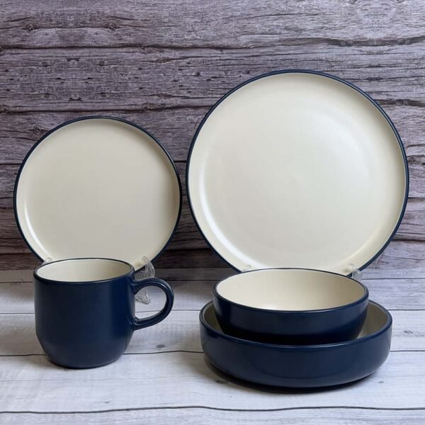 طقم عشاء بورسلين 30 قطعة – Navy Blue Matt – A01