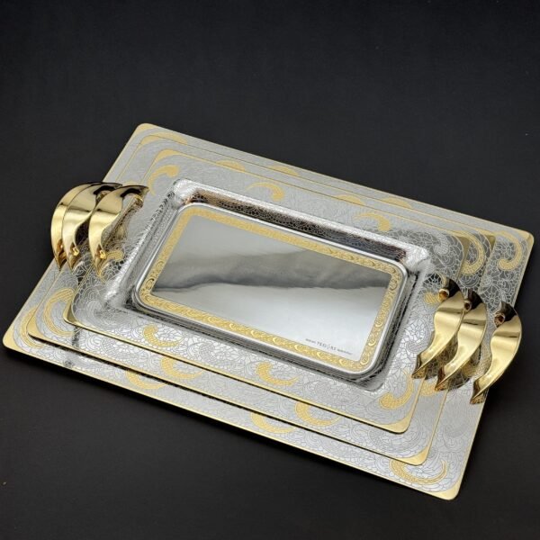طقم صواني ايطالى 3 قطع – Rect. Pasley Gold