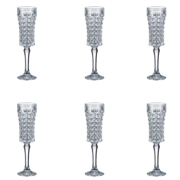 Bohemia Crystal Flute Diamond Set, 6 Pieces -120 ml