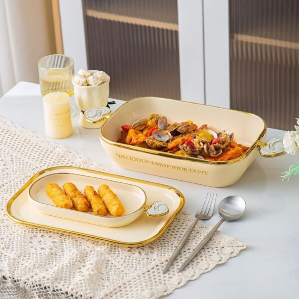 طاجن تقديم متسطيل – بيج – Modern