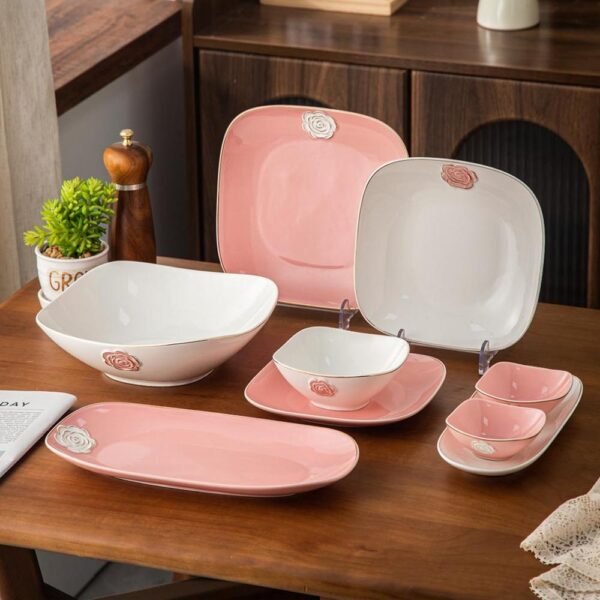 طقم عشاء 29 قطعة – Rosa – White/Pink