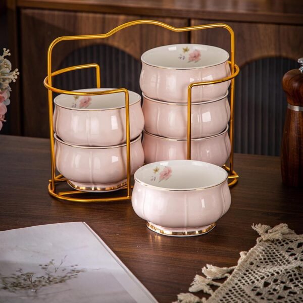 طقم شوربه على حامل – روز – Queen