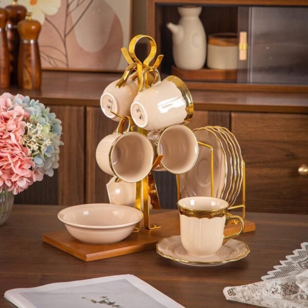 طقم شاى على حامل بالتمرية – Luxury – Biege