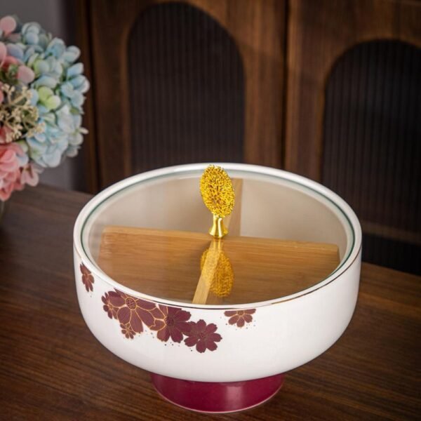 طبق تسالى مقسم – Flowers – Burgundy