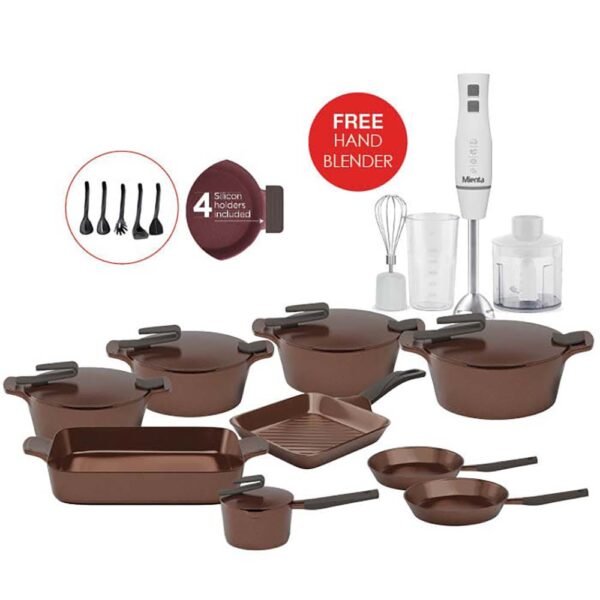 Artisan Granite 24 pieces – Brown & Free Hand Blender – Pyrex