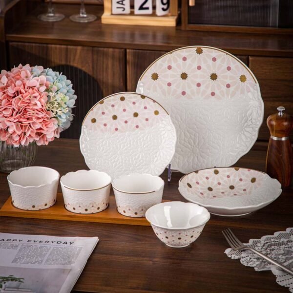 طقم عشاء 28 قطعه – Andalous Design – White*Rose