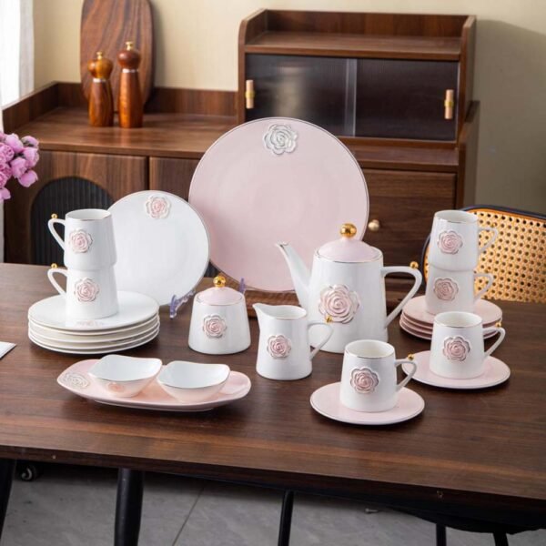 طقم شاى و جاتو 27 قطعة – Rosa – Pink