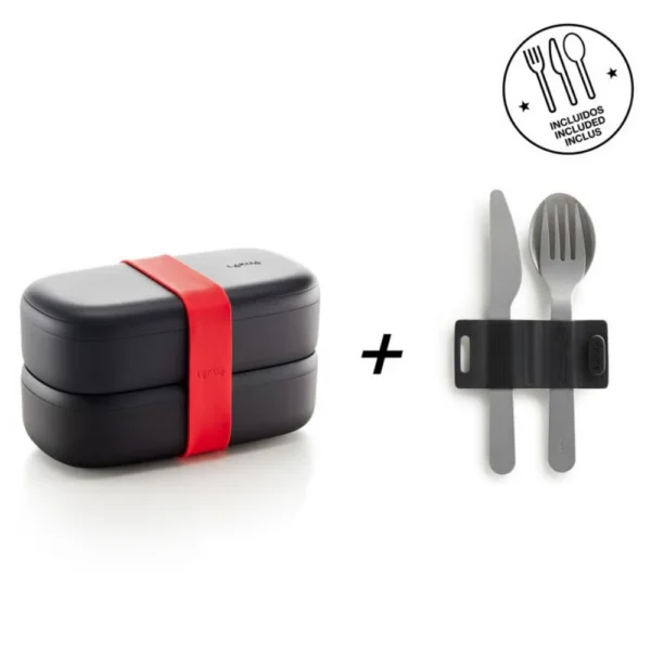 علبة غداء للتنقل + مجموعة الأساسيات اليوميةlekue