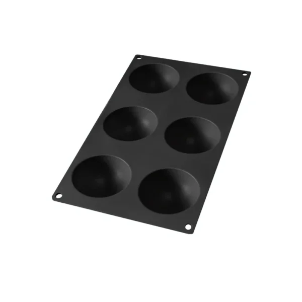 قالب نصف كروي، 6 فتحات، عبوة 6، أسودlekue